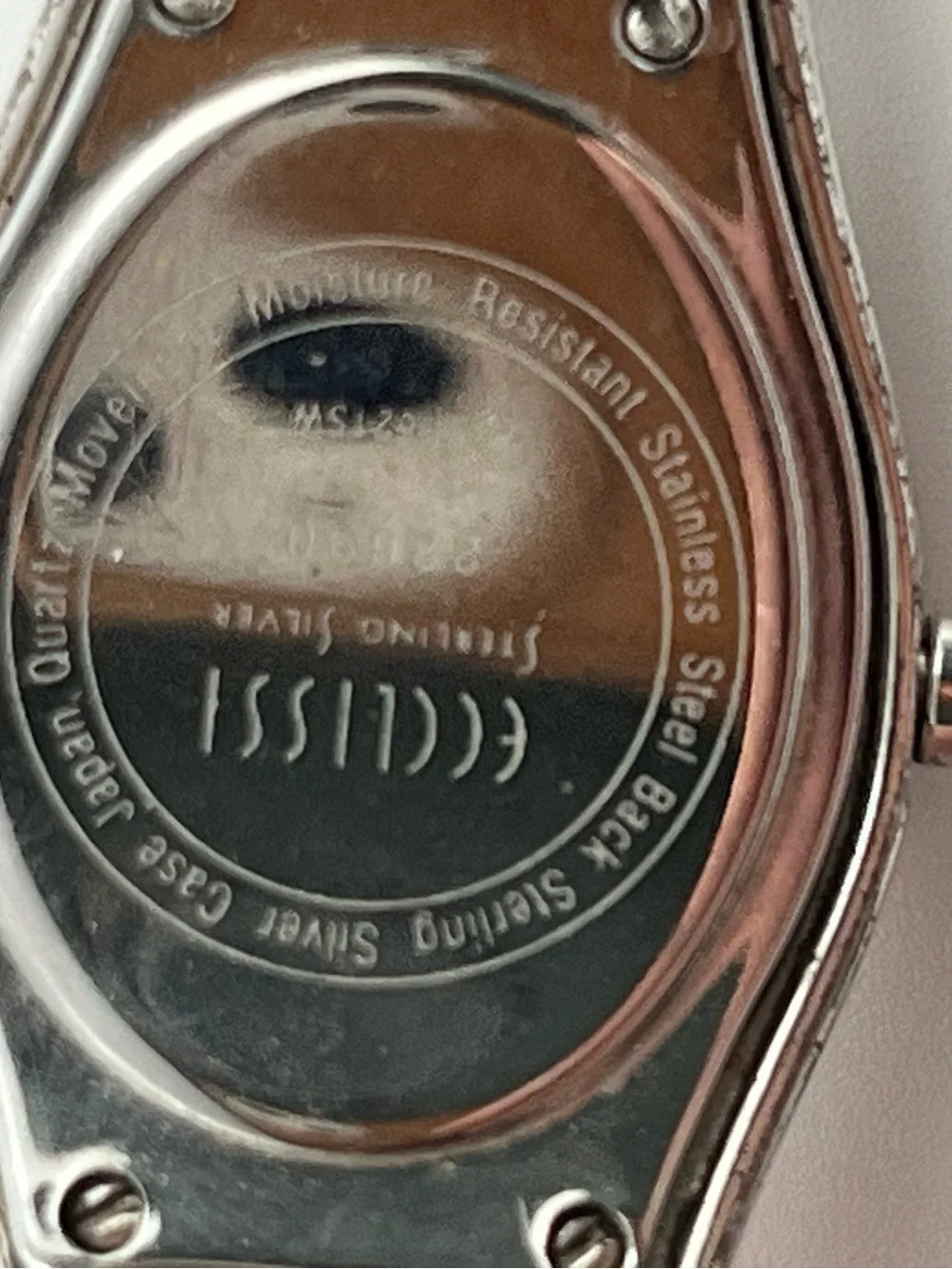 925 Sterling Silver Watch Case Space Age Analog Wrist Watch Mother of Pearl
